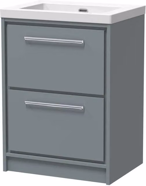 Balterley Modern Grey Fireclay Bathroom Floor Basin with 2 Soft-Close Drawers, Width: 60 cm