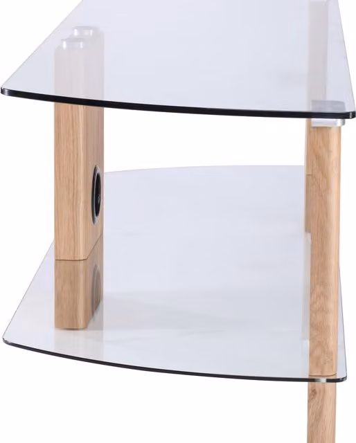 Alphason Century Modern TV Stand in Light Oak with Clear Glass, Width: 120 cm