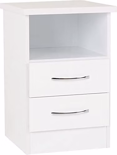 Seconique Nevada 2 Drawer Bedside Table in White Gloss, W/D/H: 40 x 40 x 61 cm – 1