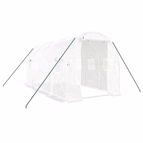 vidaXL Greenhouse with Steel Frame, White, 8 m², W: 4 m, D: 2 m, H: 2 m