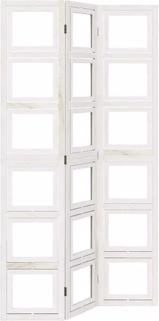 Berkfield Home 3-Panel Room Divider in White Solid Paulownia Wood