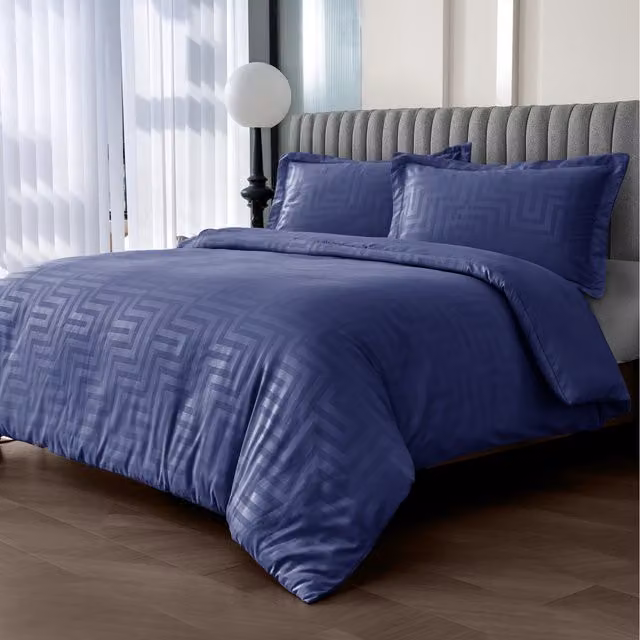 Velosso Blue Microfibre Geometric Patterned Duvet Set, 200 x 200 cm