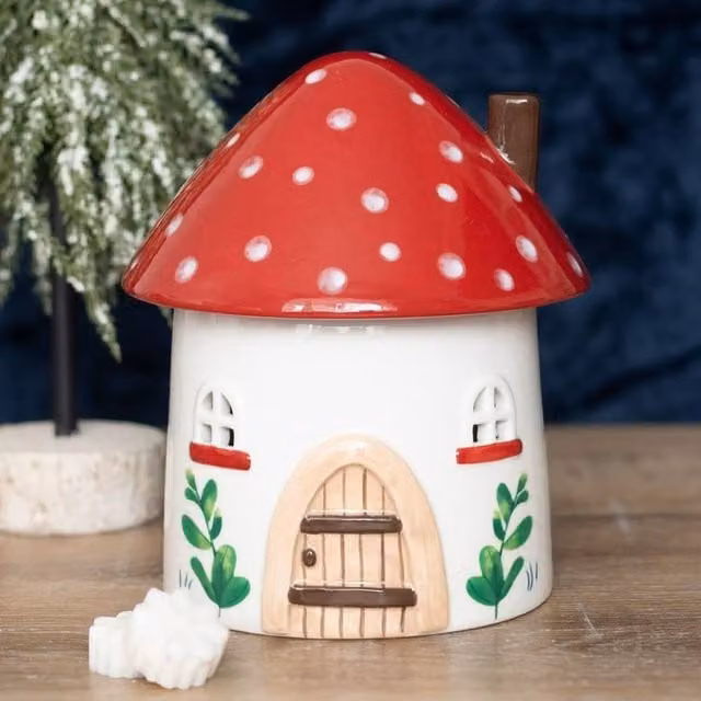 Uniqueful Mushroom House Ceramic Oil Burner and Wax Warmer in Multicolour – 1