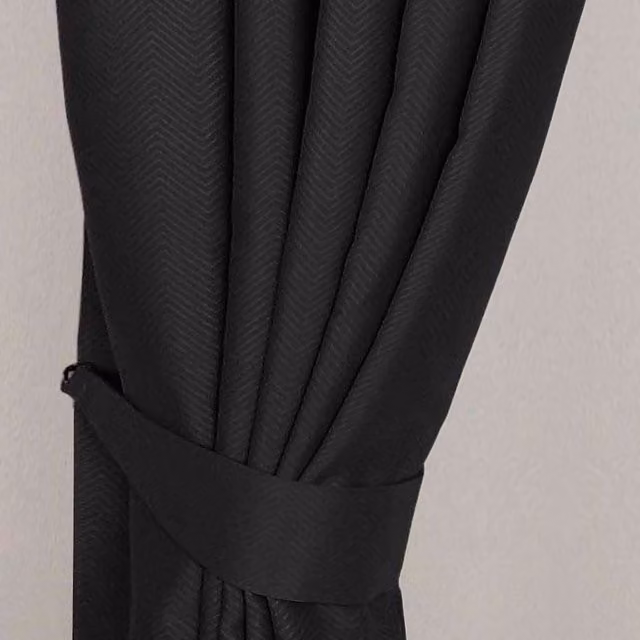 Homescapes Herringbone Chevron Curtain Tie Back Pair in Black