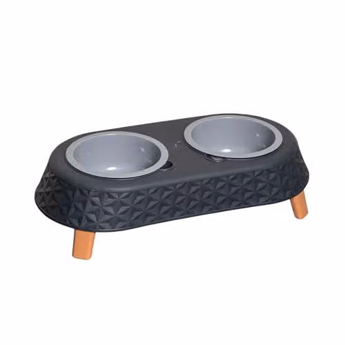 Samuel ALEXANDER Grey Plastic Raised Double Pet Bowl Feeding Station with Stand – 2