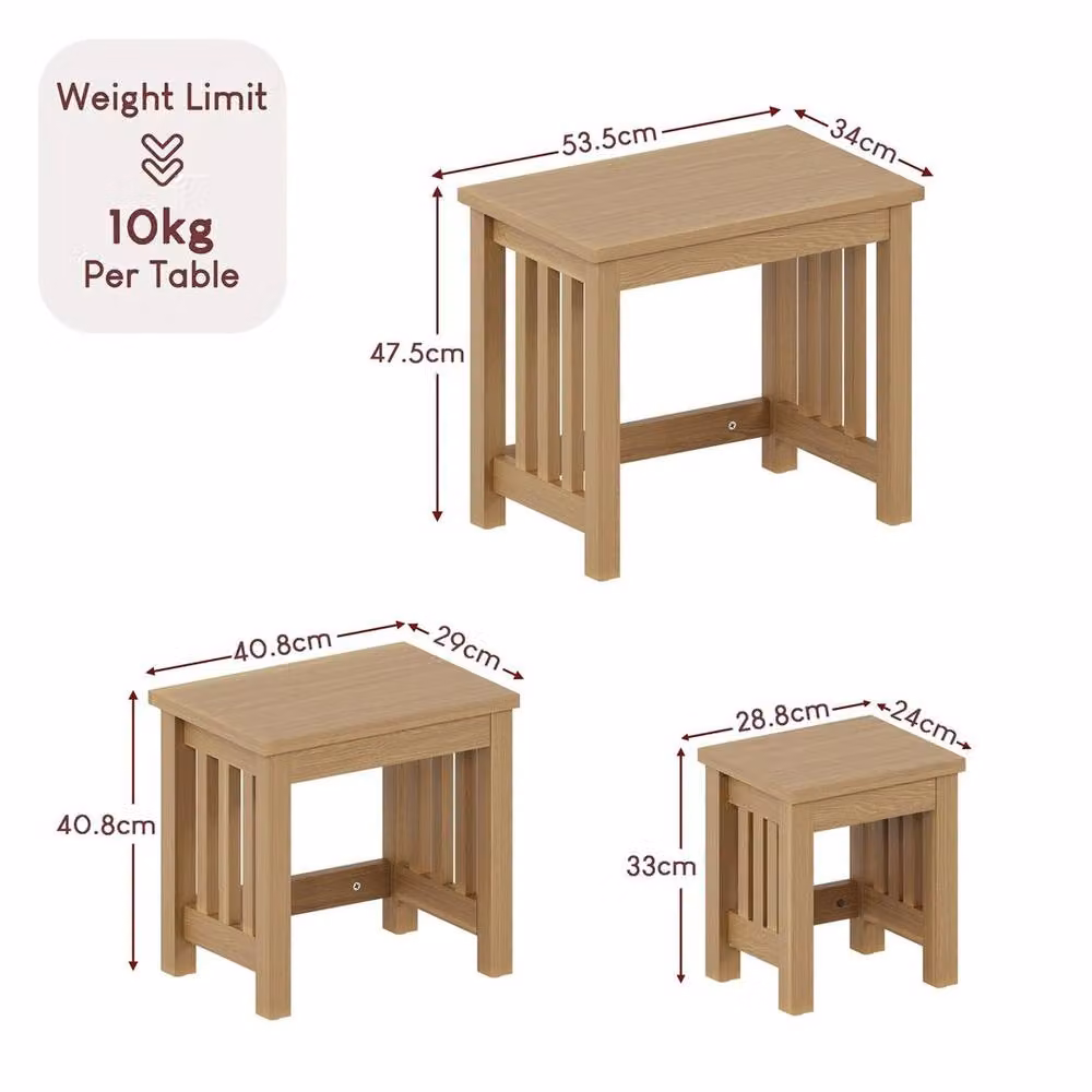 Havendro Set of 3 Ash Wood Nesting Tables in Brown – 2