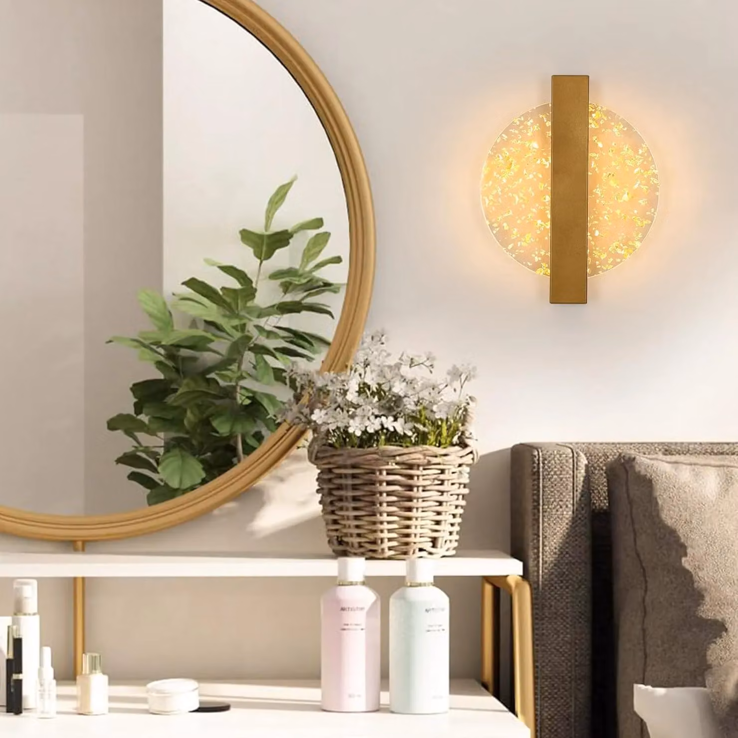 COMELY Modern 12W LED Round Indoor Wall Light in Gold/Brass – 3