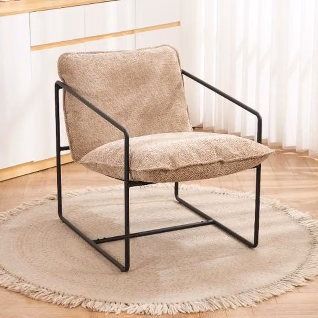 Seconique Tivoli Occasional Chair in Beige with Black Metal Frame