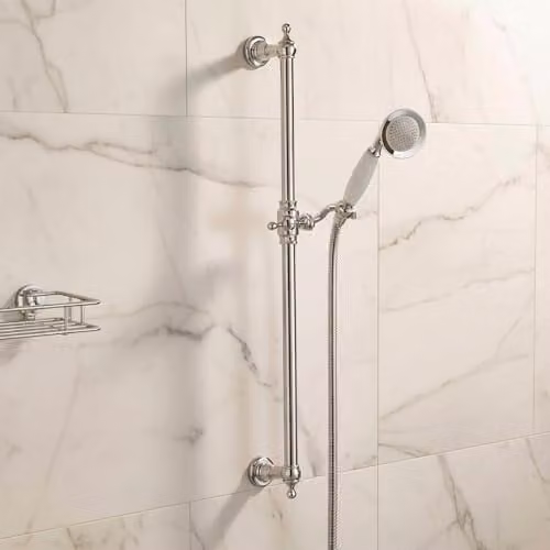 Nes Home Traditional Solid Brass Slider Rail Shower Handset and 1.5m Hose in Chrome
