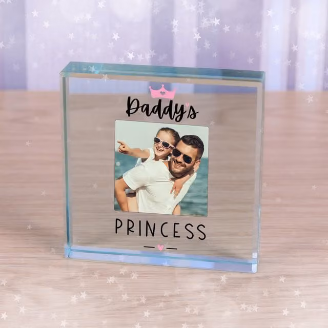 Uniqueful Personalised Daddys Princess Glass Token for Dad in Transparent and Beige