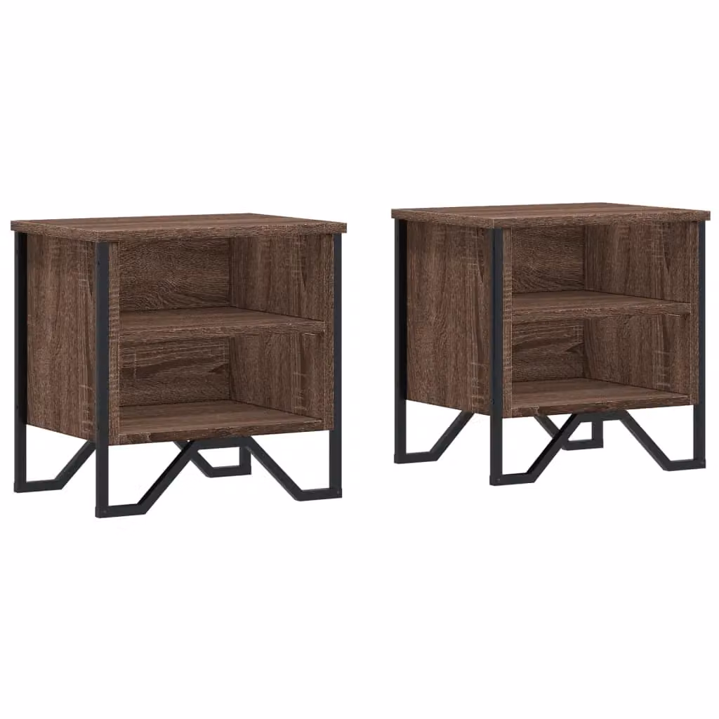 Berkfield Home Set of 2 Brown Oak Bedside Cabinets, W/D/H: 40 x 30 x 40 cm – 2