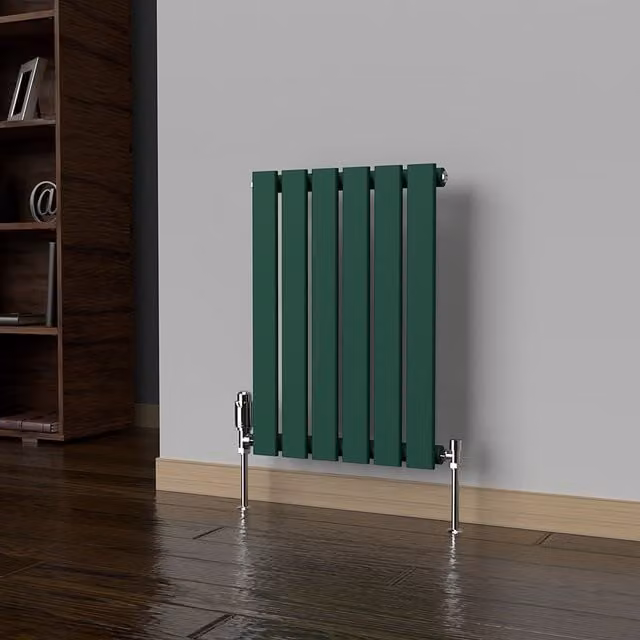 Lux Heat Flat Horizontal Coloured Steel Radiator in Green, W: 60.0 cm, H: 42.0 cm