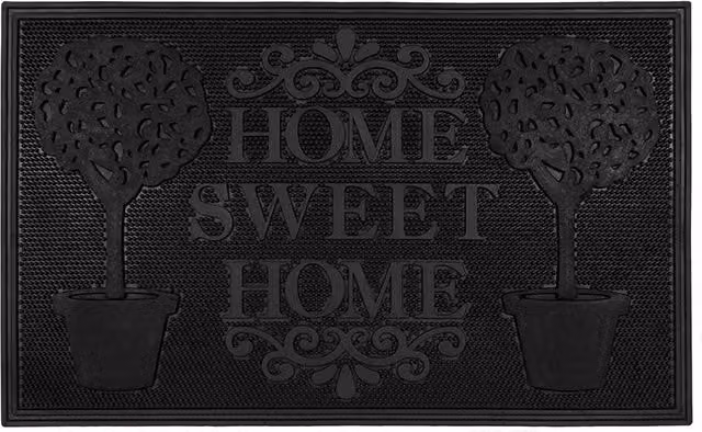JVL Black Rubber Pin Scraper Doormat, W: 45 cm, D: 75 cm – 1