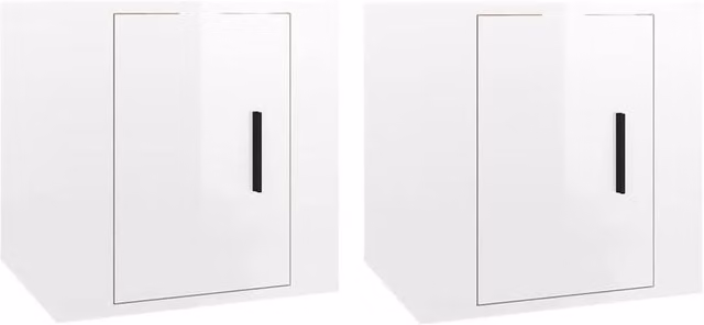 Berkfield Home Wall Mounted TV Cabinets, 2 Piece Set, High Gloss White, W/D/H: 40 x 34.5 x 40 cm
