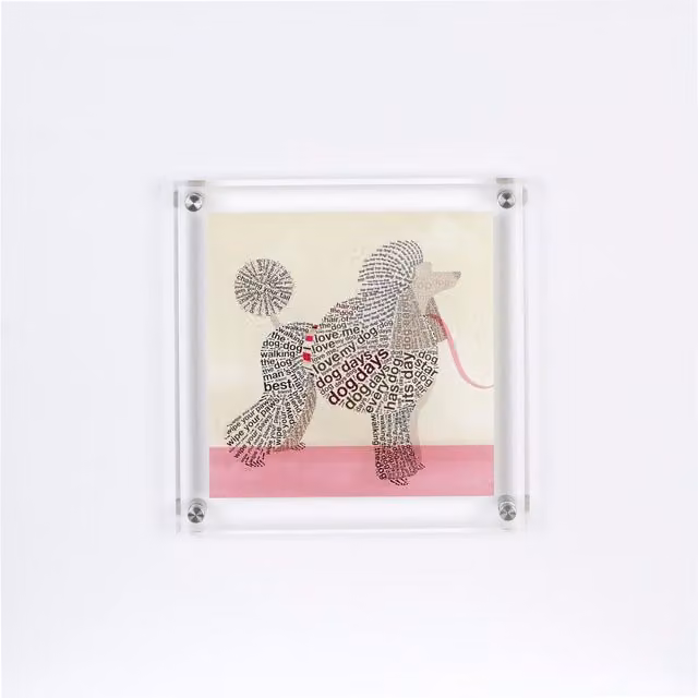 Orsina Multicolour Poodle and Typography Framed Wall Art in White