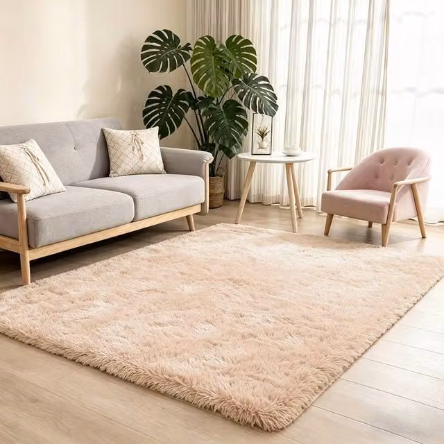 MCC Direct Faux Fur Rectangle Shaggy Area Rug in Beige or Brown, W/D: 120 x 160 cm