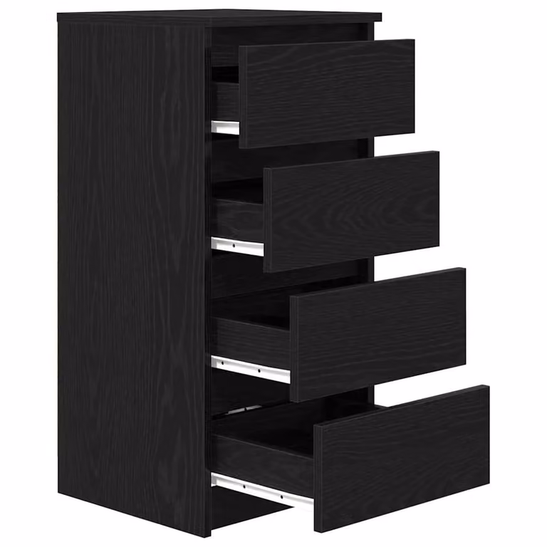 Berkfield Home Modern Black Oak Sideboard in MDF, W/D/H: 37.5 x 35.0 x 76.0 cm