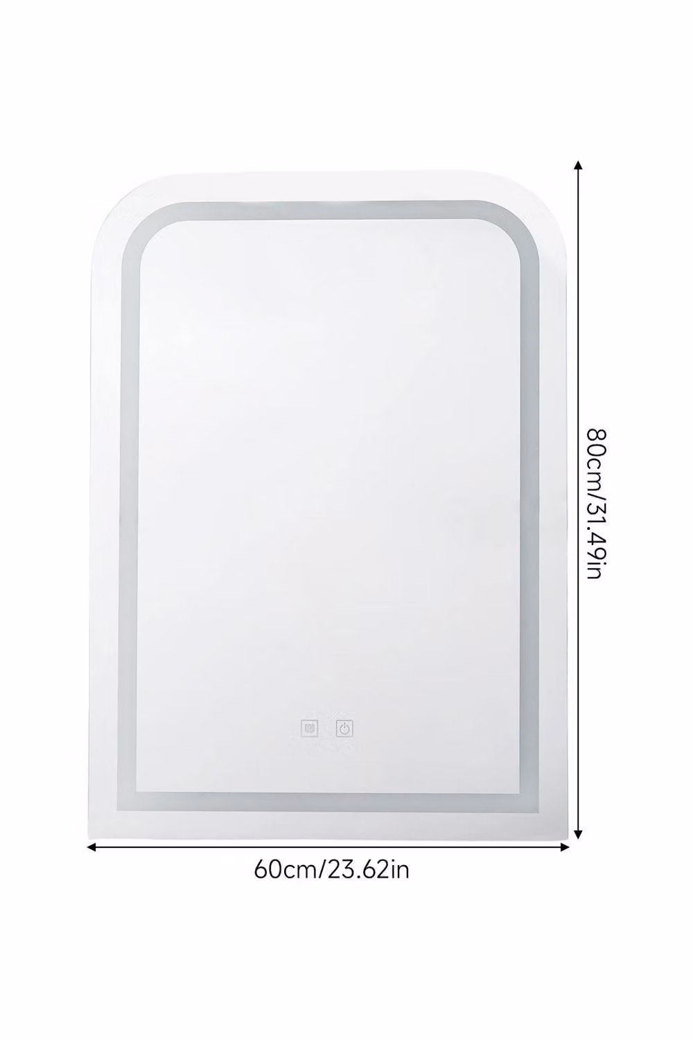 Living and Home Rectangular Anti-fog Bathroom Mirror with Dimmable RGB LED Light, White, W/H: 80 x 60 cm – 4