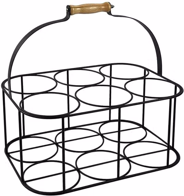 Nordara Metal 6 Milk Bottle Holder Tidy Crate Rack in Black – 1
