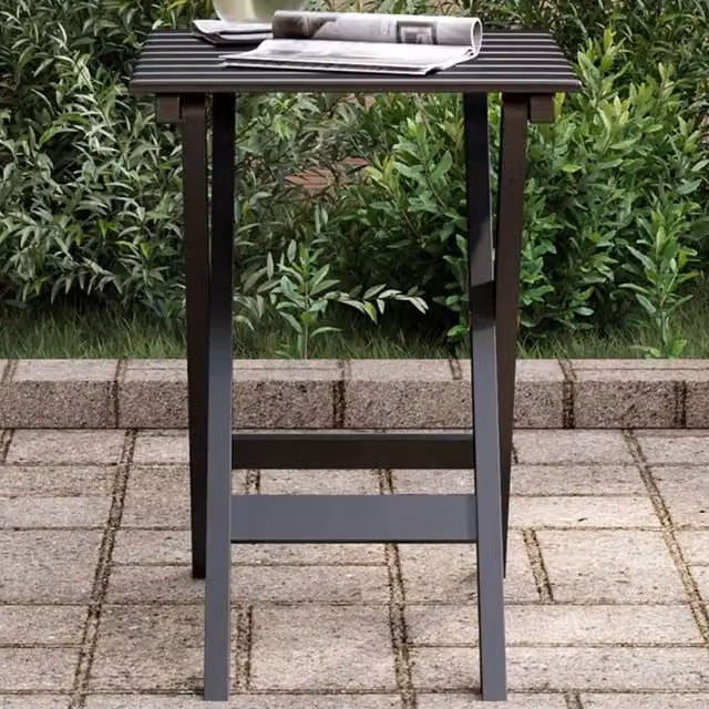 Berkfield Home Foldable Side Table in Black Lacquered Solid Poplar Wood – 1