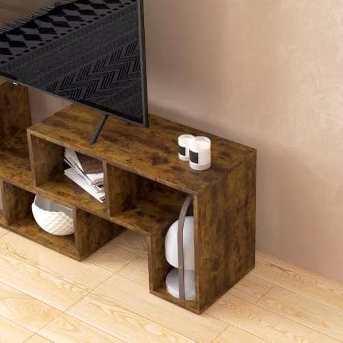 HOMCOM Rustic Brown TV Stand for Televisions up to 75 Inches – 8