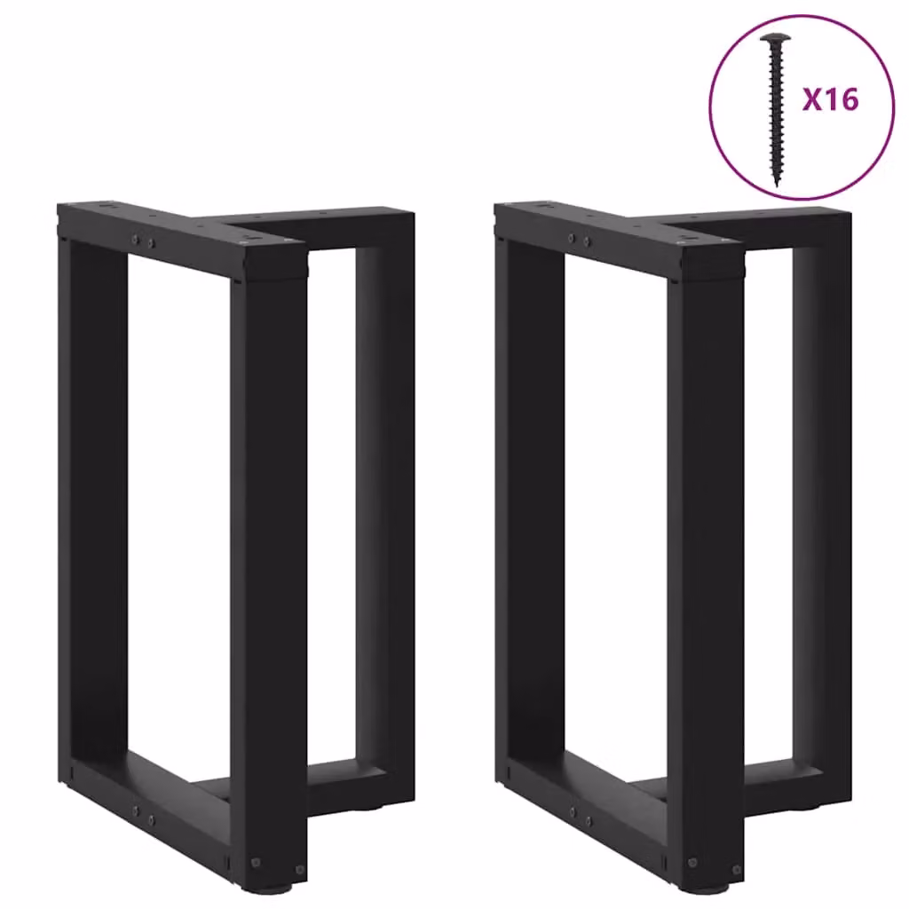 Berkfield Home T-Shaped Dining Table Legs, 2 Pieces, Black Steel, W: 60 cm, D: 35 cm, H: 72-73 cm – 2