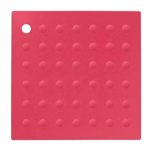 Orsina Zing Silicone Non-Slip Square Trivet with Hanging Loop, Pink, Diameter: 17 cm