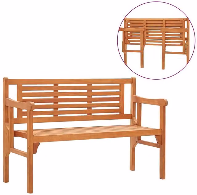 Berkfield Home Foldable Garden Bench in Brown Solid Eucalyptus Wood, 120 cm