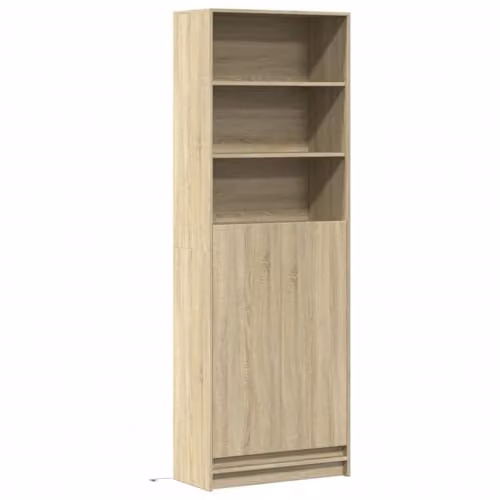 vidaXL Modern Highboard with Integrated LED Lighting in Brown Sonoma Oak, W/D/H: 69 x 32.5 x 200 cm
