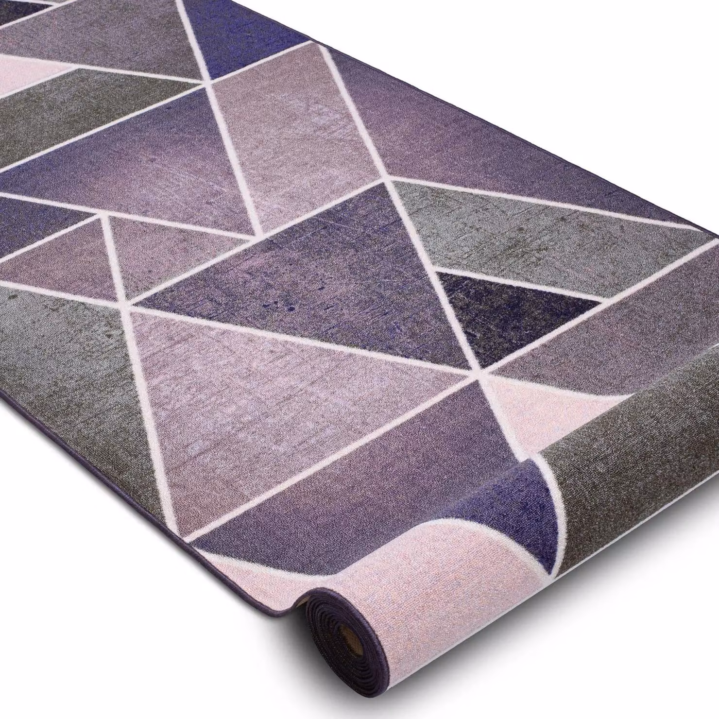 RugsX Anti-Slip Geometric Triangle Runner in Purple, W: 100 cm, L: 430 cm – 2