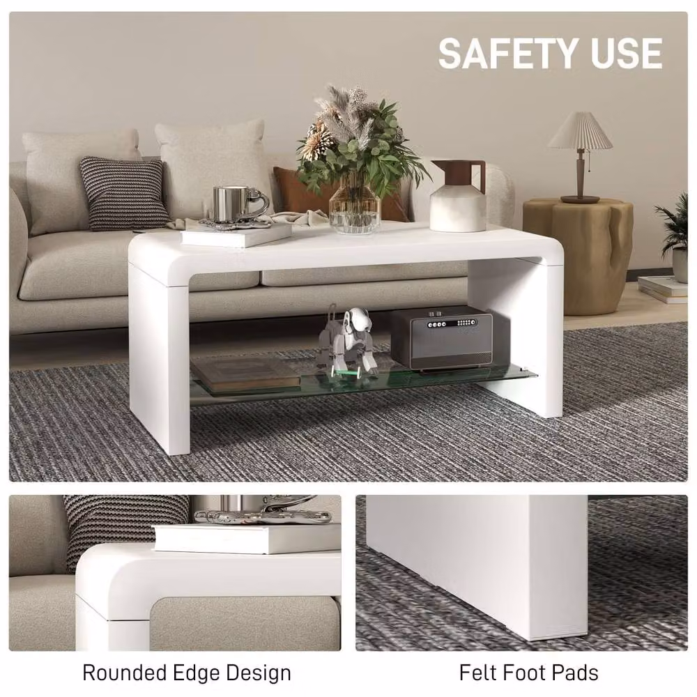 Wyld Haus Velimo Curved 2 Tier Coffee Table in High Gloss White – 5