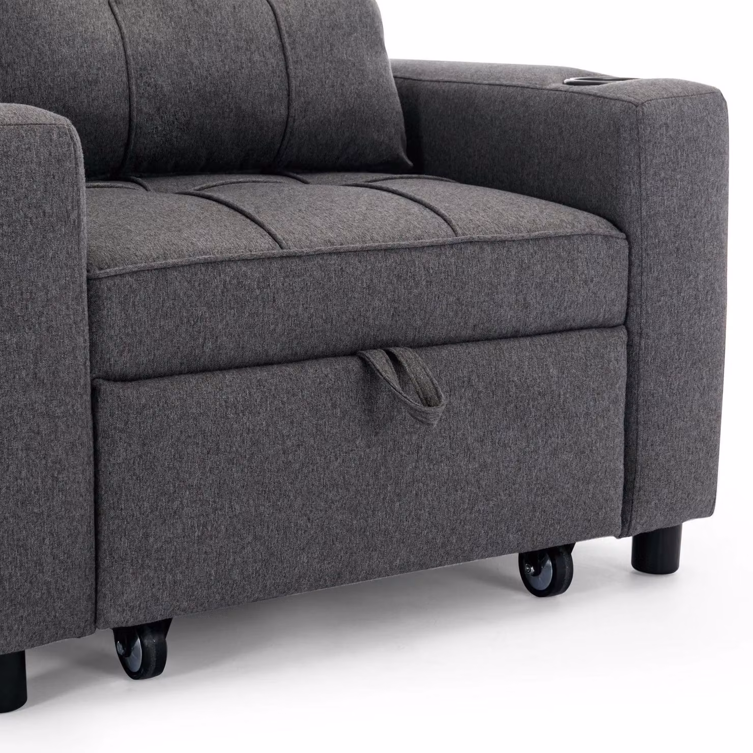 More4Homes Hudson 1-Seater Sofa Bed in Grey Linen Fabric – 5