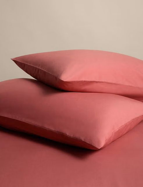 M&S 2 Pack Cotton Rich Breathable Pillowcases in Clay