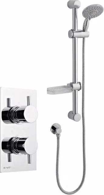 Clifton Chrome Concealed Mixer Shower with Adjustable Wall Hung Slide Rail Kit in Silver