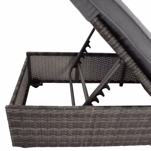 CHARLES BENTLEY Grey Rattan Reclining Sun Lounger with Weatherproof Cushion, W/D/H: 196 x 66 x 29 cm – 4