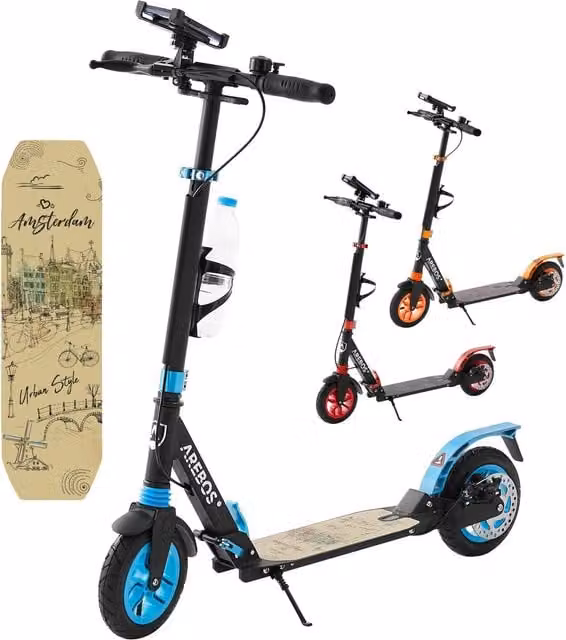 AREBOS Foldable Air Cityroller Scooter, Blue