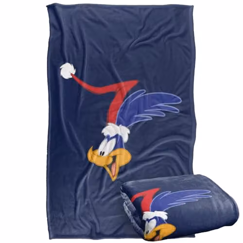 LOGOVISION Looney Tunes Road Runner Santa Hat Super Soft Fleece Throw Blanket, Multicolour, W/D/H: 91 x 147 cm – 1