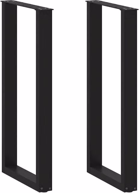 Berkfield Home U-Shaped Coffee Table Legs, 2 Piece Set, Black, H: 100-101 cm x W: 40 cm, Steel