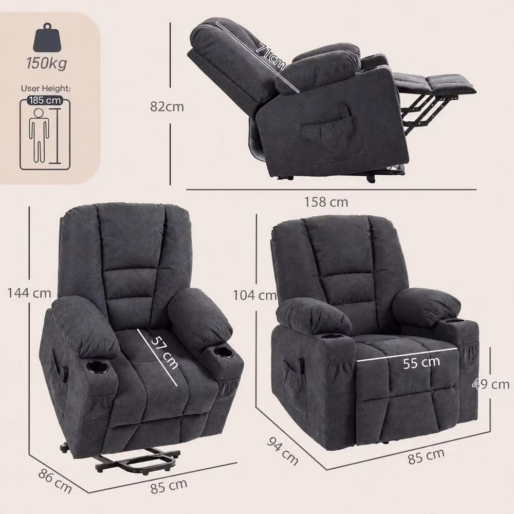 FORGEVIO Riser and Recliner Chair with Remote Control in Dark Grey – 3