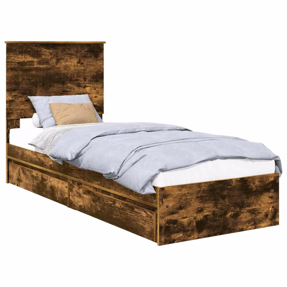 Berkfield Home Modern Storage Bed with Drawers in Smoked Oak Brown, W: 75 cm, L: 190 cm – 2