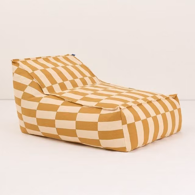 Nobodinoz Vibes Long Beanbag in Mustard and Sand Tiles