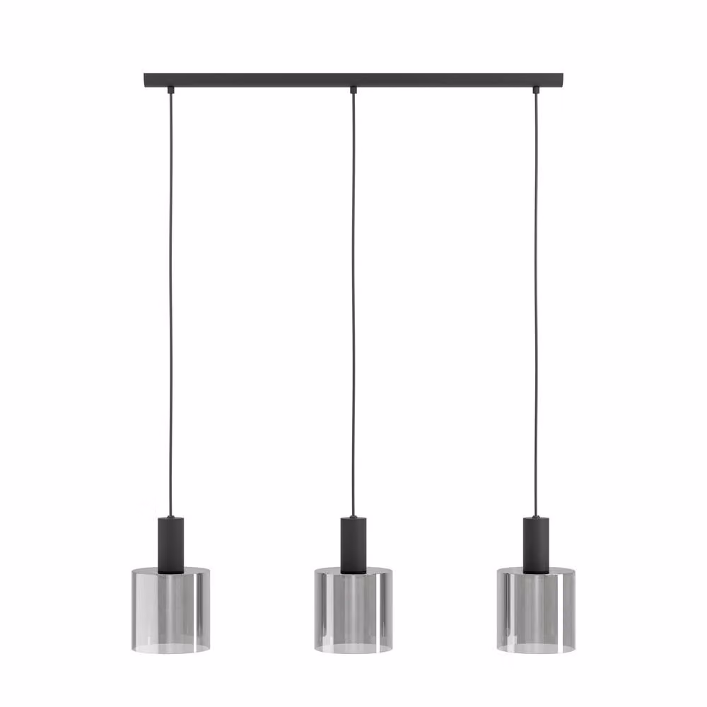 Eglo Gorosiba Pendant Light in Black Metal and Transparent Glass, Height Adjustable – 2