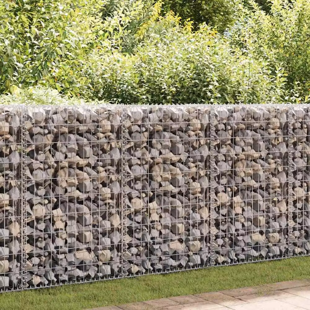 Berkfield Home Durable Galvanised Steel Gabion Basket in Silver, W: 200 cm, D: 30 cm, H: 100 cm – 1