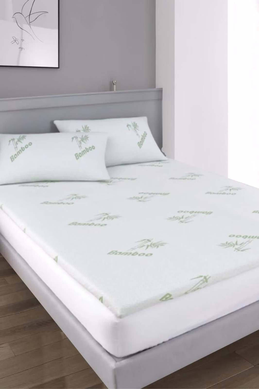 Ezysleep Super Soft Bamboo Memory Foam Mattress Topper, White, King Size – 3