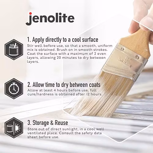 JENOLITE Ivory White Gloss Multi Surface Paint, 1 Litre (RAL 1013) – 3