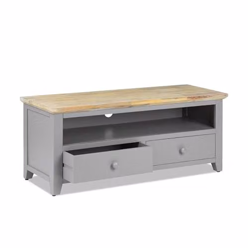 Statement Furniture Florence TV Unit Stand in Dove Grey with 2 Drawers and Shelf, W: 120 cm, D: 45 cm, H: 50 cm
