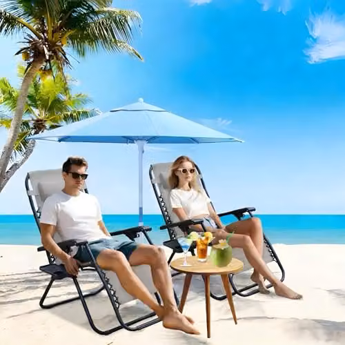 Alivio Zero Gravity Sun Lounger in Grey with Adjustable Headrest and Cup Holders – 5