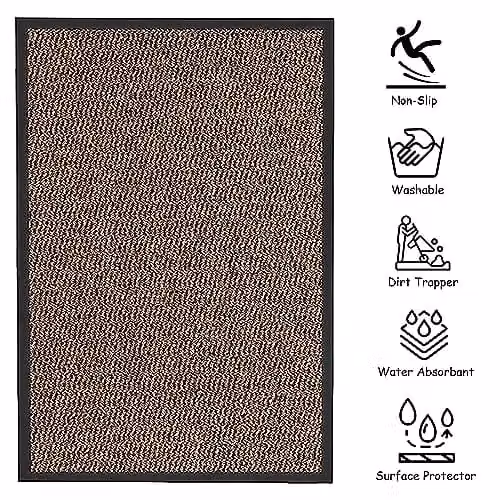 KAV Non-Slip Washable Door Mat in Brown and Black, W: 60 cm, L: 180 cm – 3