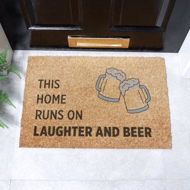 Artsy Mats Laughter & Beer Doormat in Brown, W: 60 cm, D: 40 cm