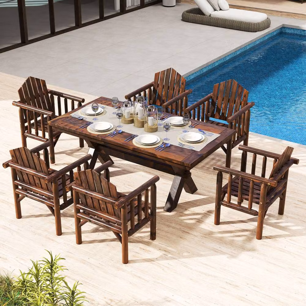 Costway Brown Wooden Outdoor Armchair for Patio and Garden – 4
